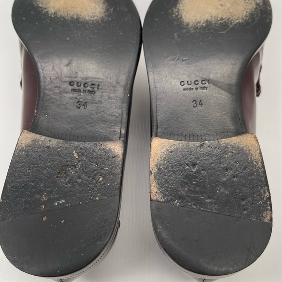 GUCCI Catherine horsebit loafers/moccasins Red/Bordeaux Sz 4/34 - Picture 6 of 8